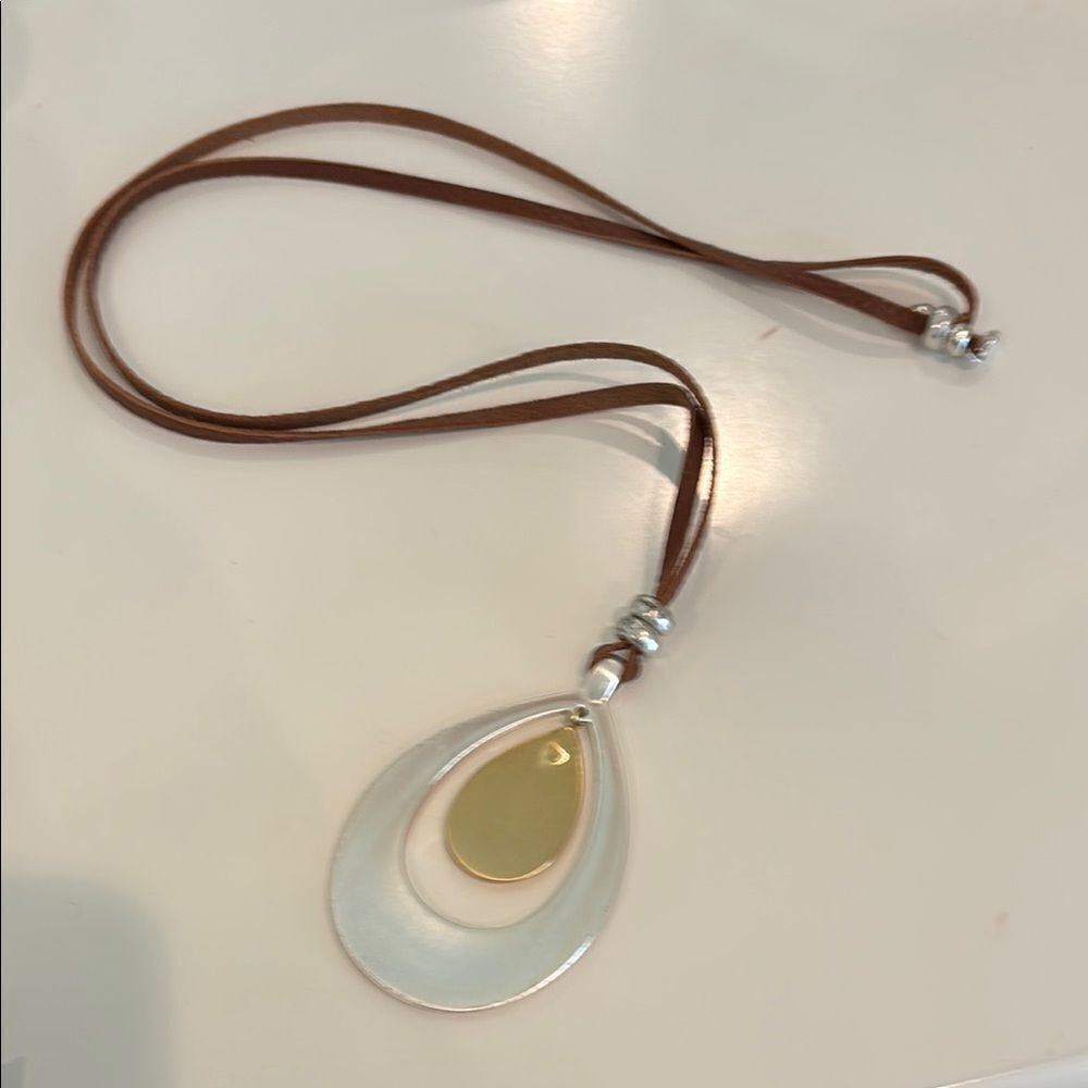Lucky Brand Silver and Gold Layered Pendant Necklace - Picture 5 of 5